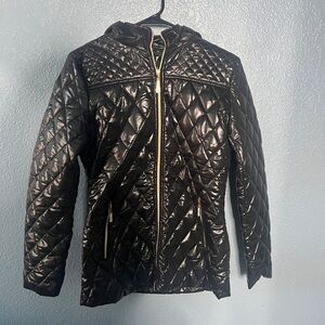White Mark Black Quilted Puffer Jacket